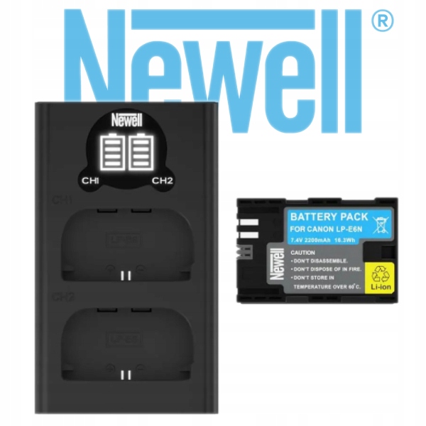 Zestaw Ładowarka Dwukanałowa Dl-usb-c i Akumulator LP-E6N Do Canon Newell