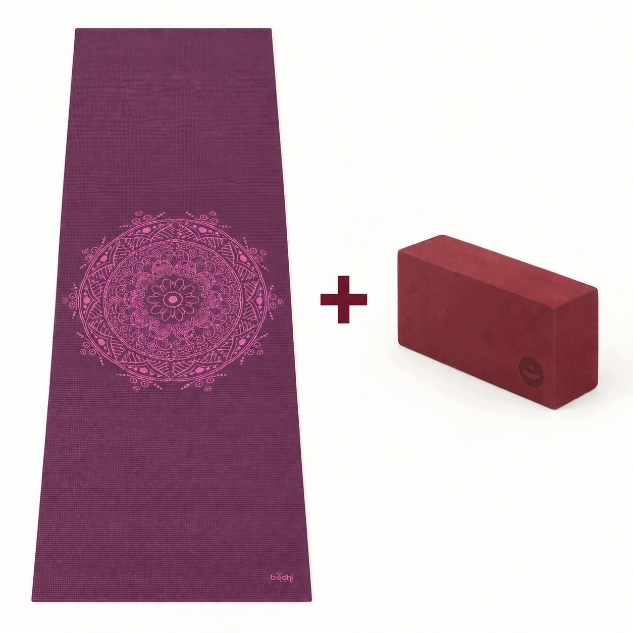 Mata do jogi z mandalą Leela 4,5mm śliwkowa Kostka Bodhi Asana Eva