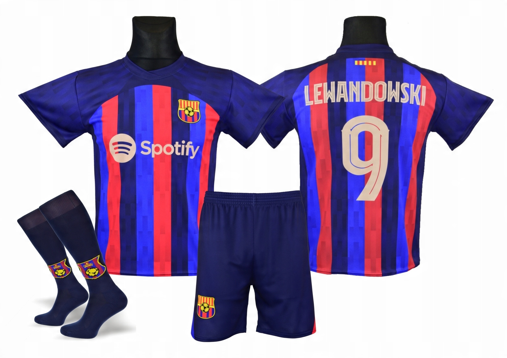 

Lewandowski Barcelona koszulka spodenki getry 140
