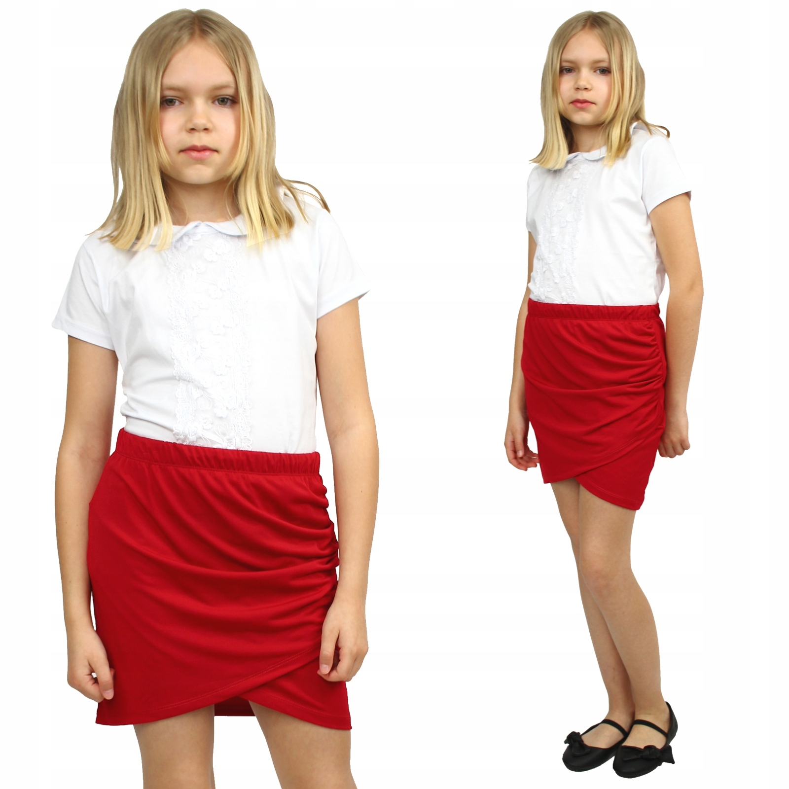 Elegancka SPÓDNICZKA Mini TUBA Kopertowa 134/140 Wiek dziecka 9 lat +