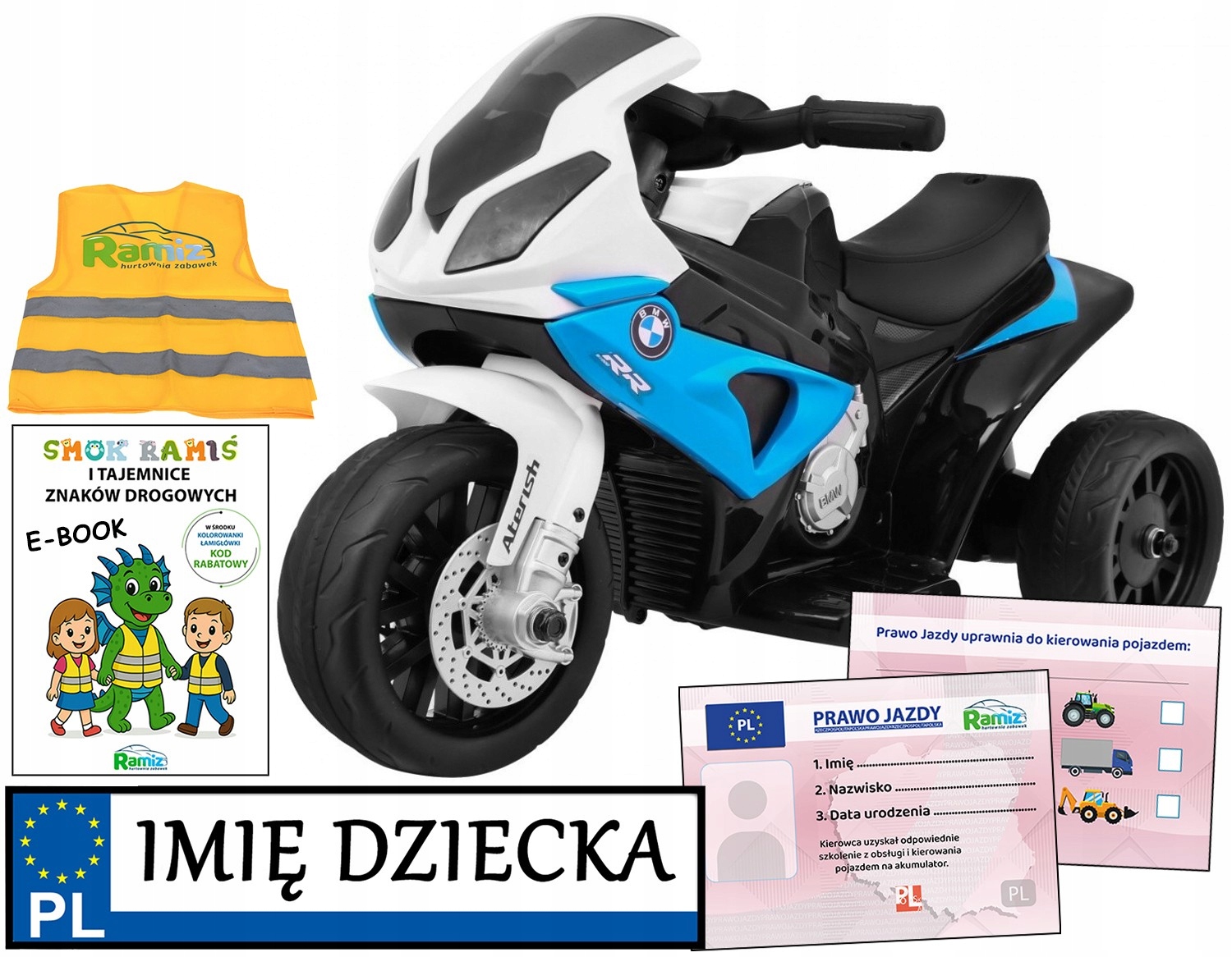 Motorek Bmw stabilny motor na akumulator dla dzieci z siedzeniem
