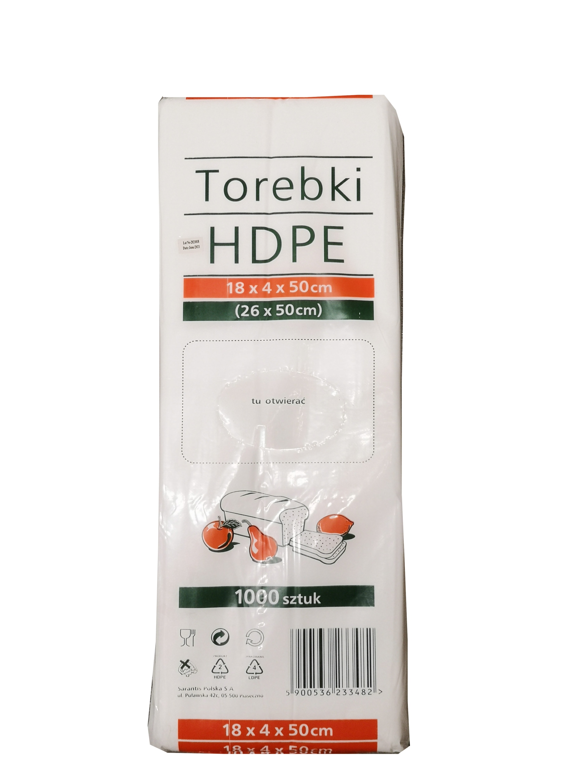 

Torebki woreczki Hdpe 18/4/50 (26x50cm) 1000sztuk