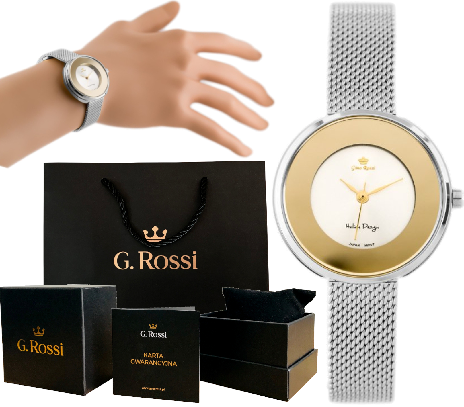 

Piękny Oryginalny Zegarek Damski G. Rossi Silver