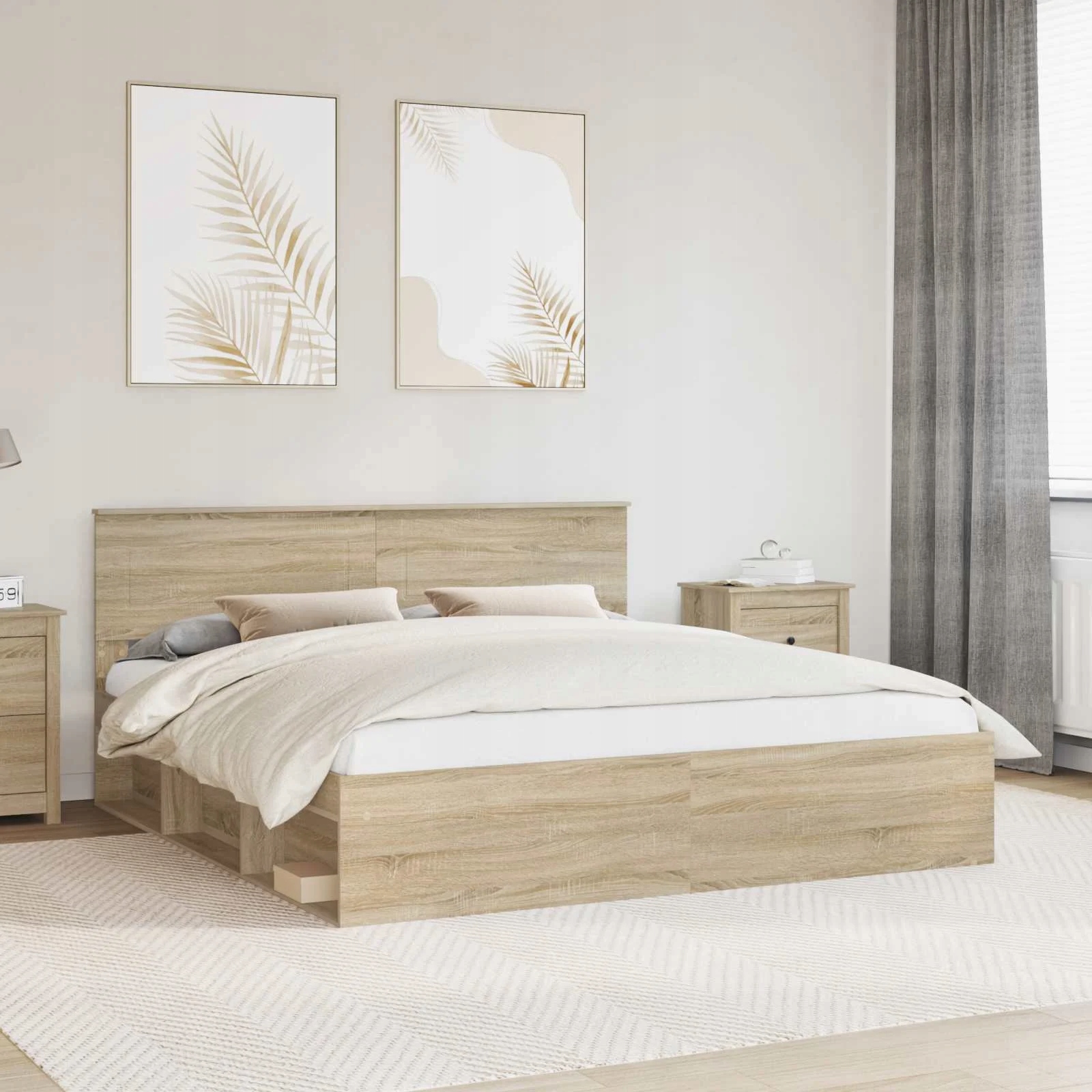 vidaXL Rám postele s čelo Sonoma 200 x 200 cm Kompozitní dřevo