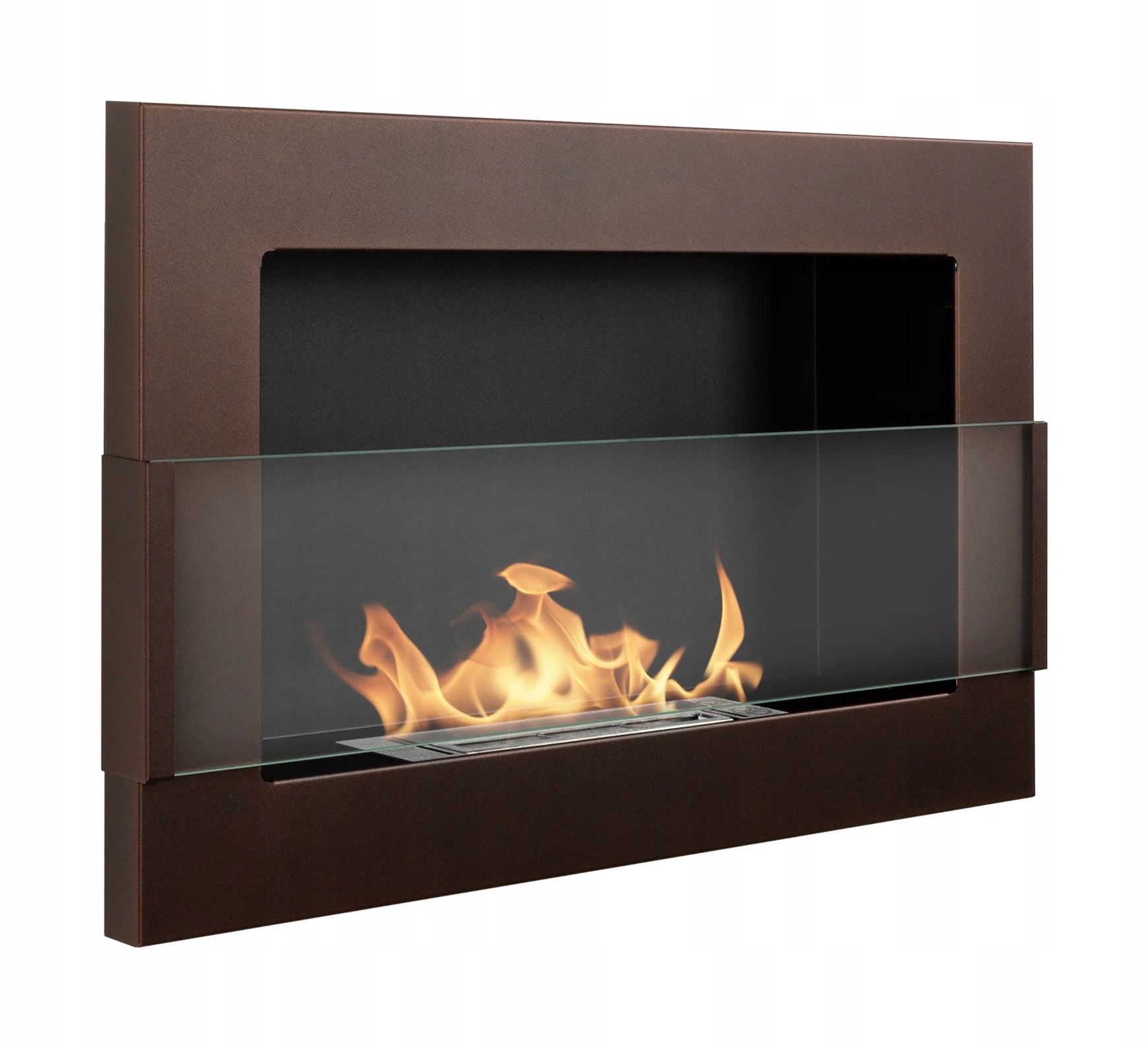 Závěsný biokrb se sklem 650x400 hnědý strukturovaný mat