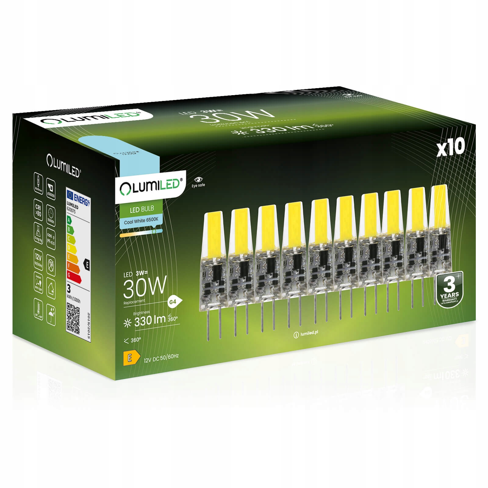10x Żarówka Led Kapsułka Mini G4 3W 30W 6500K Zimna Barwa Cob 12V Lumiled