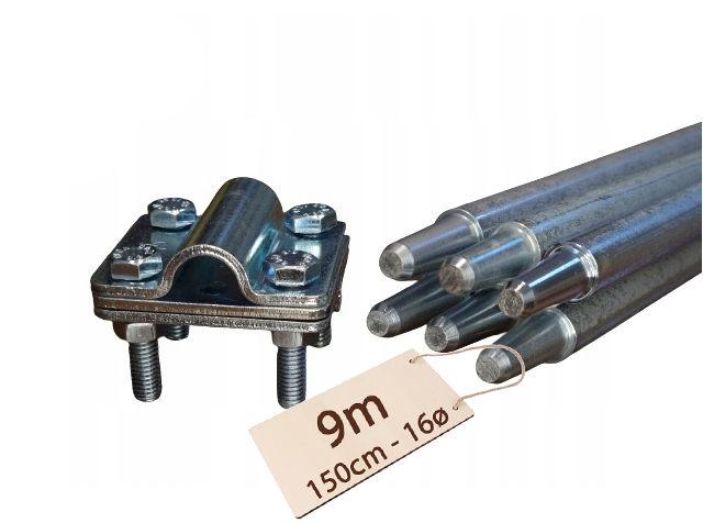 Pevný Skládací Uziom Průměr 16MM Odgrom Komplet Pozink Pv 6x1,5M 9M