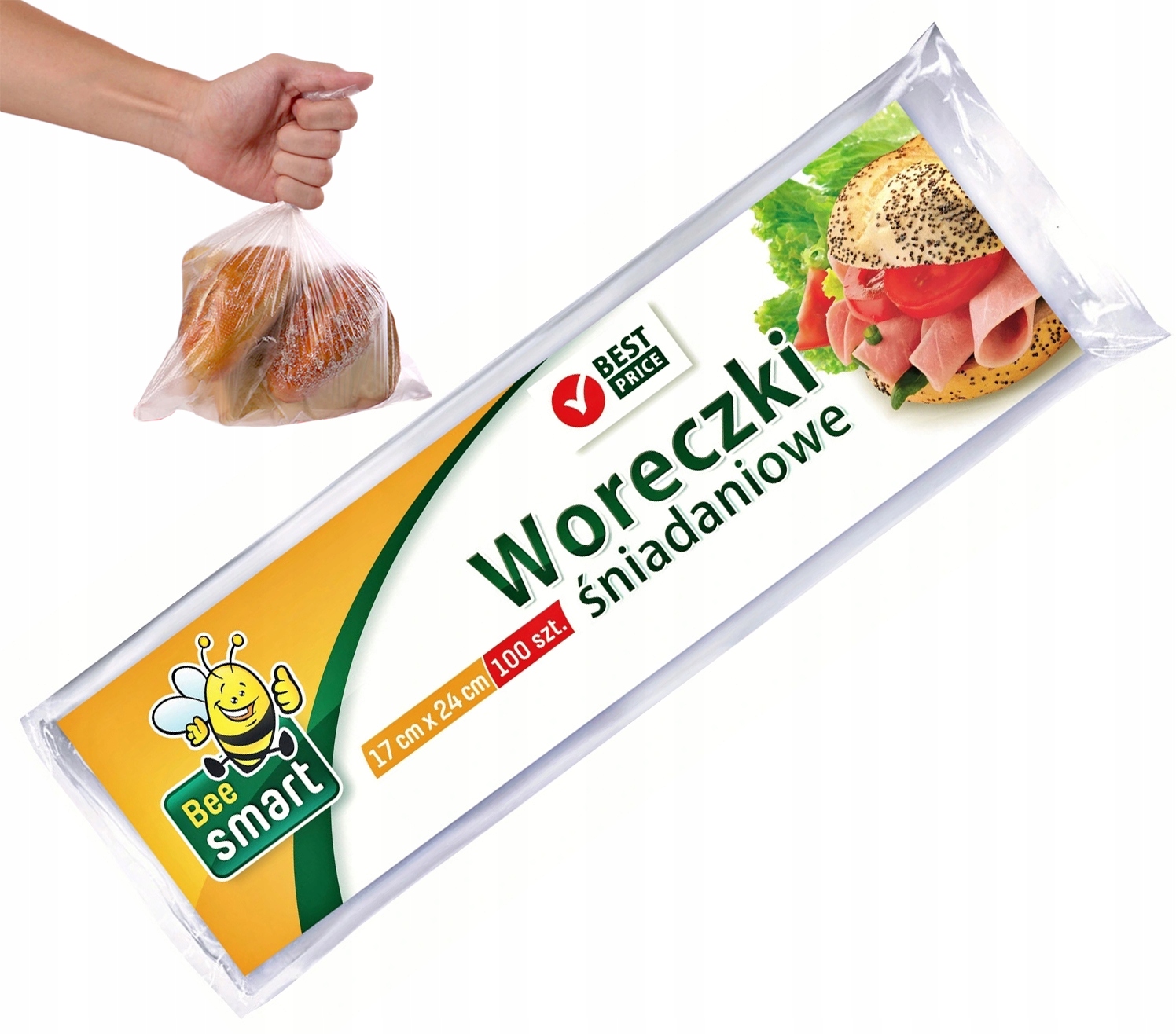 

Woreczki Śniadaniowe foliowe 100 sztuk Bee smart