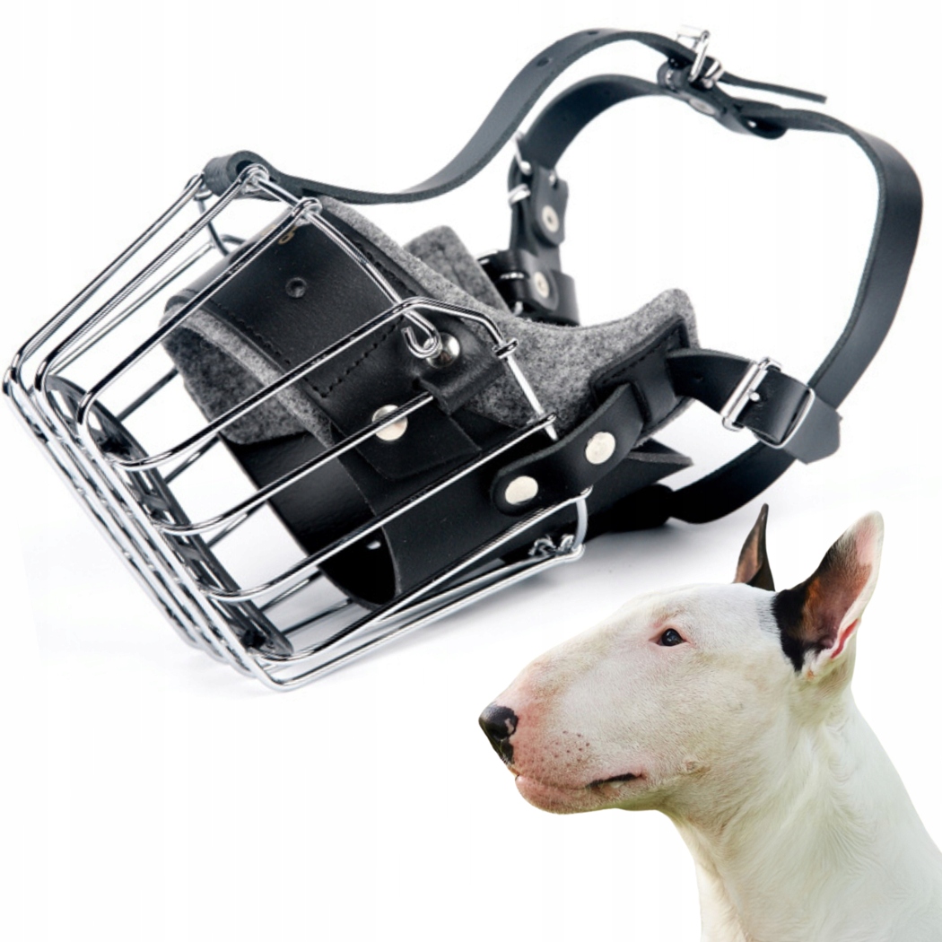 Náhubek pro psa, kovový, vyztužený, obvod tlamy 33 cm Bulterier 14159