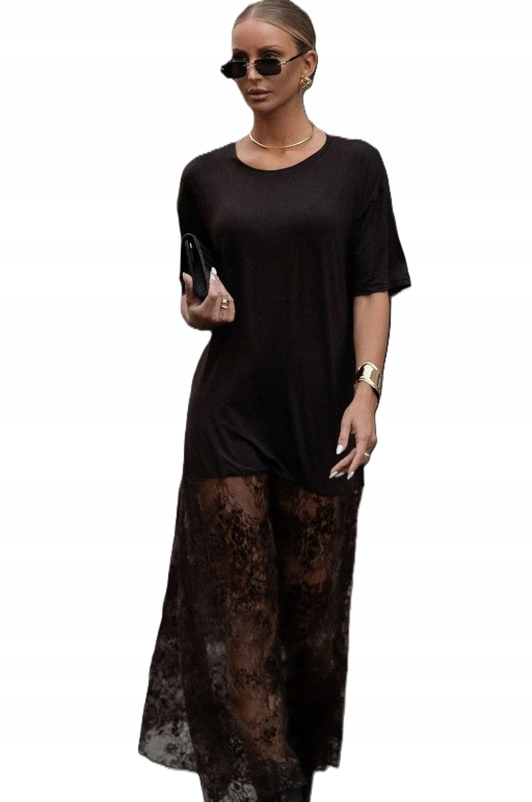 Cocomore Hybridní Šaty s krajkou, hnědá 36/S