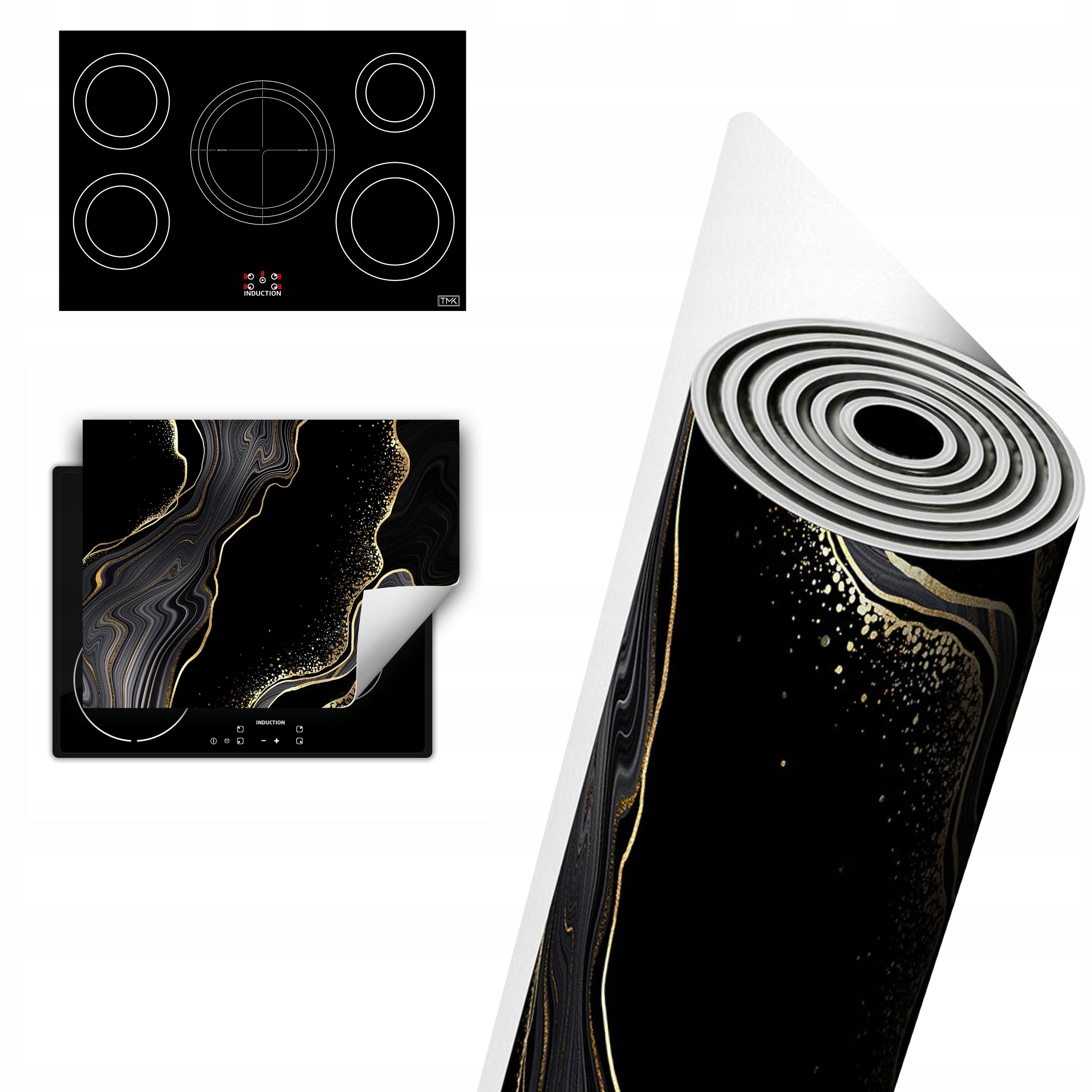 Vinylová Ochrana Na Indukci Deska 80x52 černá mramor