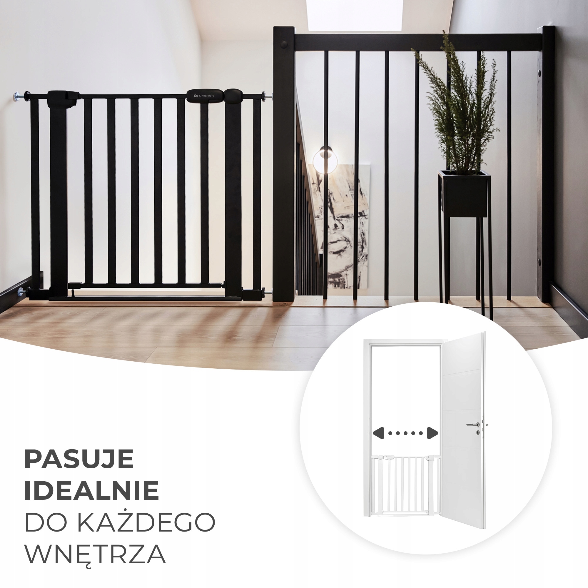 BRAMKA BARIERKA ZABEZPIECZAJĄCA na Schody DRZWI OCHRONNALOCK&GO KINDERKRAFT Kod producenta KALOGO00WHT0000