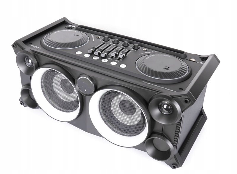 Boombox zestaw imprezowy BT USB SD FM bateria Konstrukcja dwudrożne