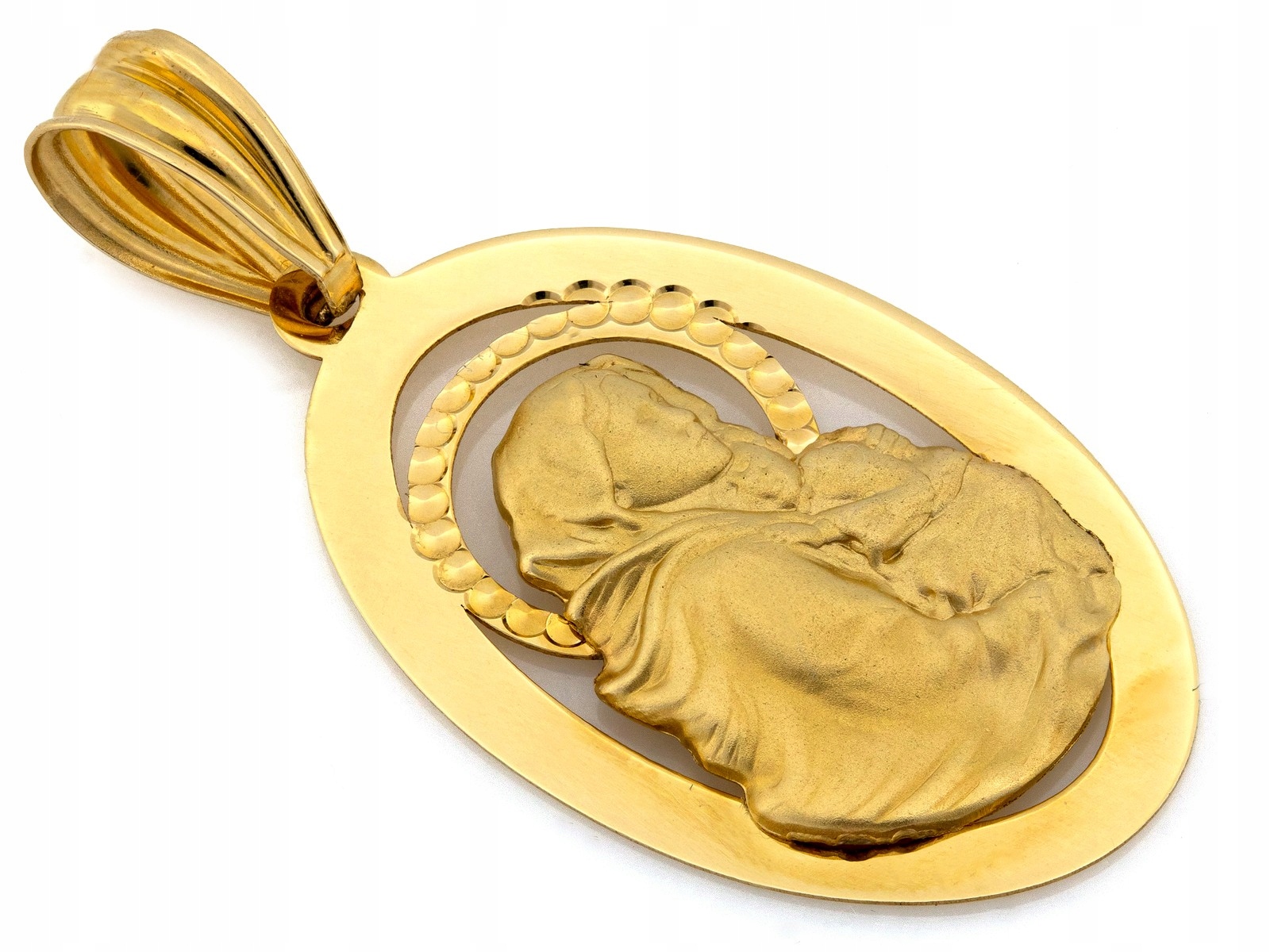 Zlatý přívěsek 585 14kt Matka Boží s dítětem v oválném rámu 0.99 g
