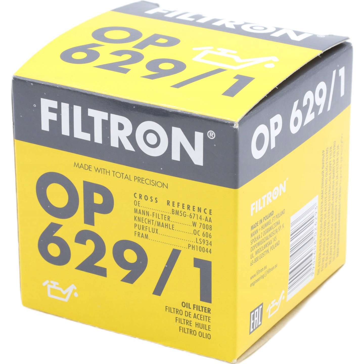 Filtr Oleju Filtron OP629/1 Numer katalogowy części OP 629/1