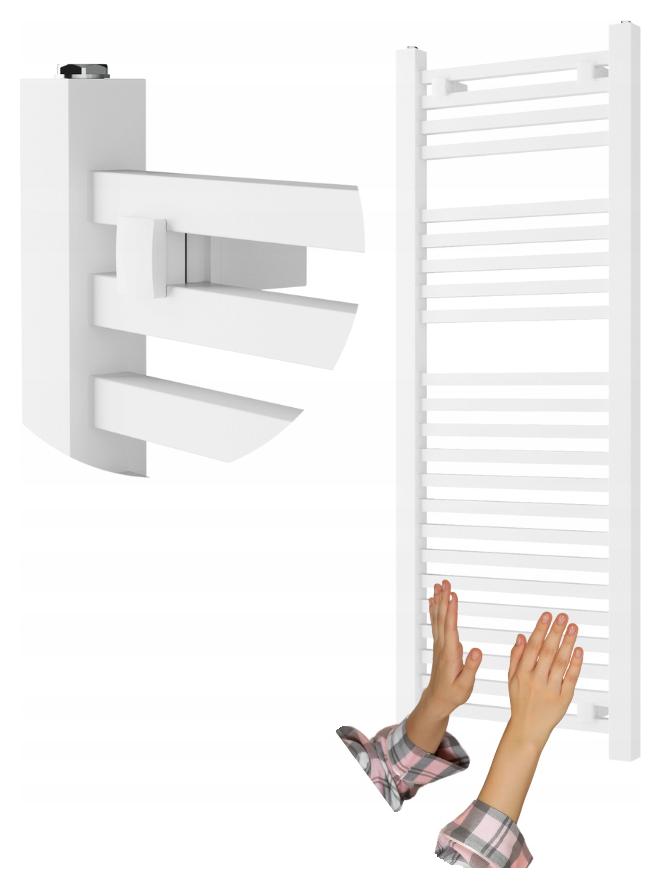 Biely Kúpeľňový Radiátor Rebríkový 120x45 cm Moderný Ohrievač Bergen