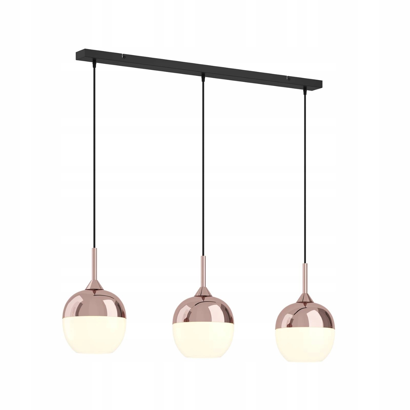 Lampa wisząca Lindby Rangina, 100 cm, miedź, 3-punktowa, szkło