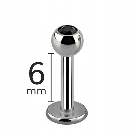 

Labret Z Czarną Cyrkonią Stal 316L 1,2/6/3 mm