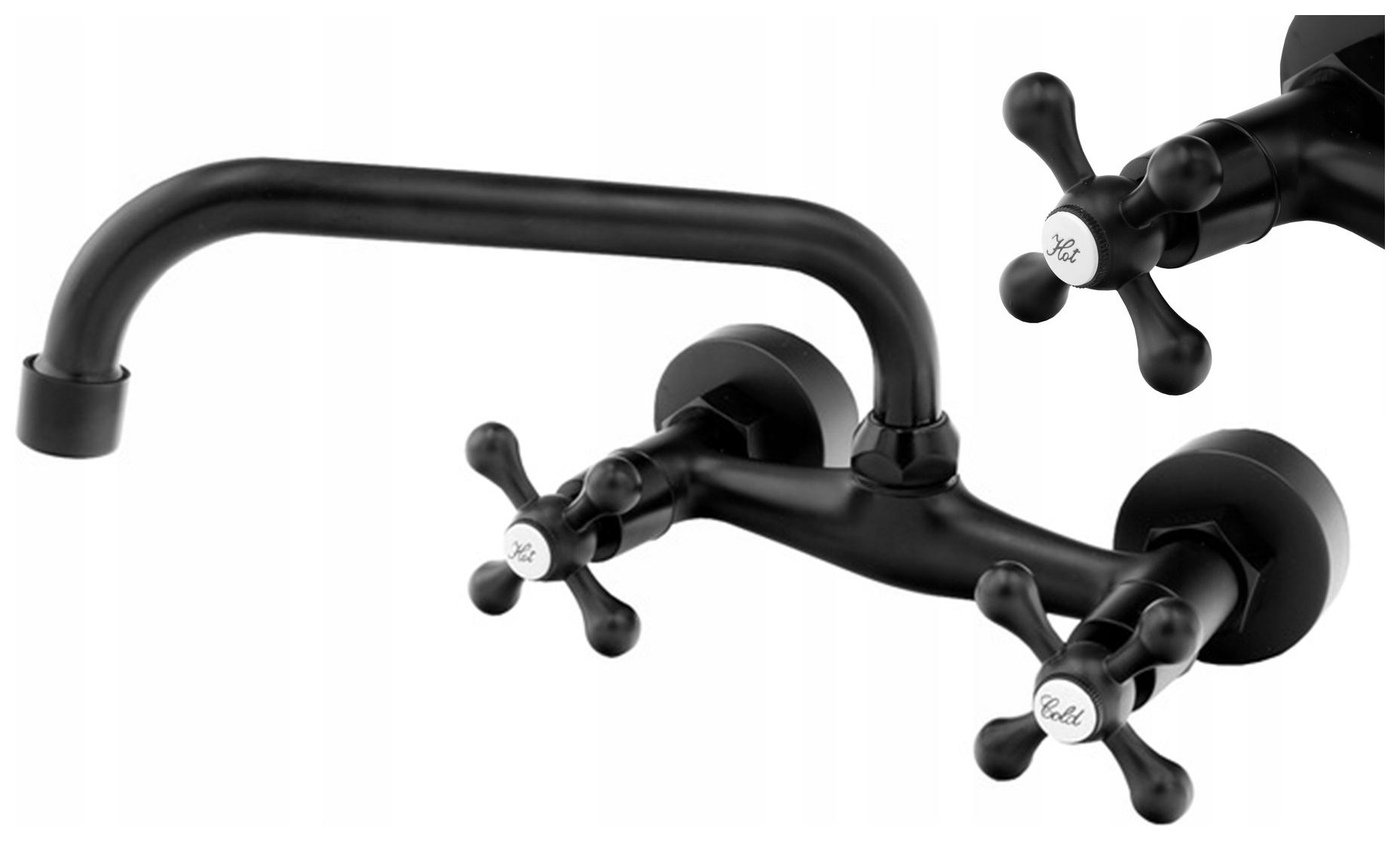 Kuchyňská Nástěnná Baterie Retro Klasická Do Dřezu, Černá