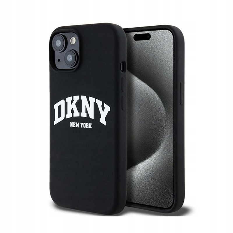 Silikonový Pouzdro Dkny Liquid Silicone White s potiskem loga MagSafe pro iPhone 15, 14 a 13.