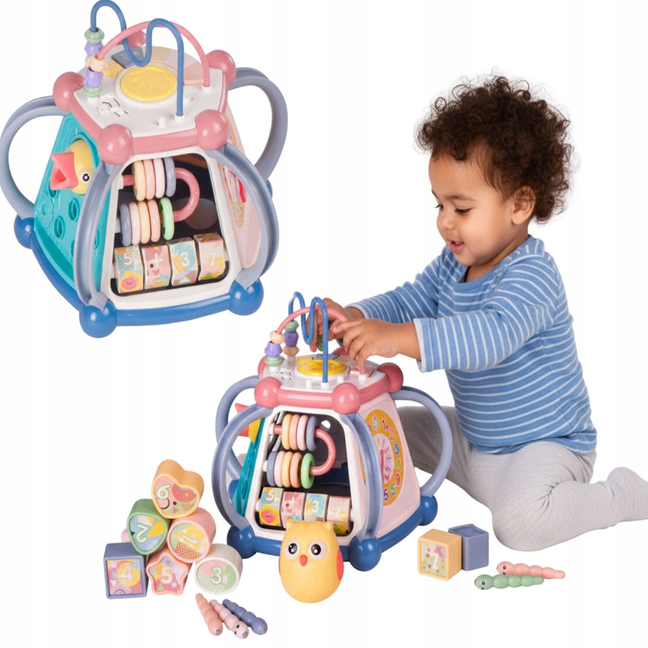 SORTER UKŁADANKA KOSTKA EDUKACYJNA KLOCKI MONTESSORI SENSORYCZNA ZABAWKA