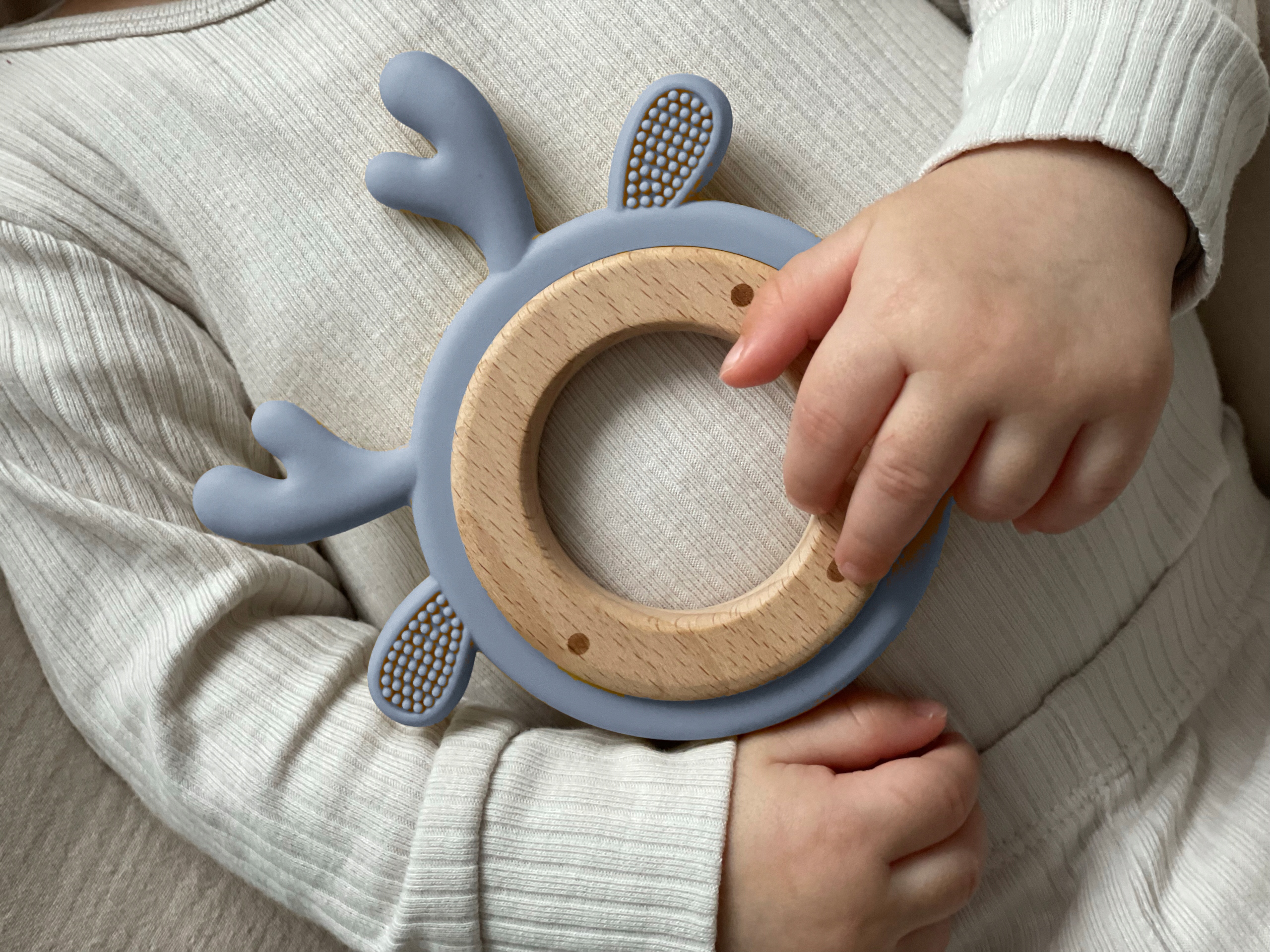 Fa Rágóka Fogzás Érzékszervi Fa Szilikon Rák Kék Márka Jollein