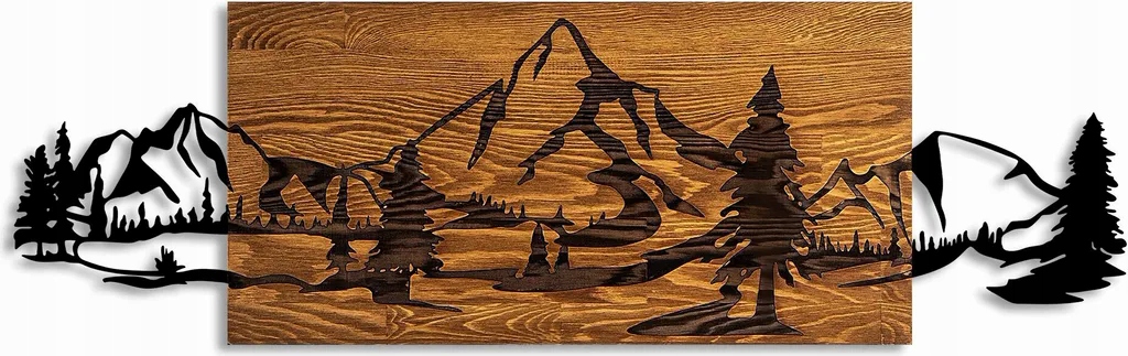 Wallity Mountain Range Dekorace Loft Metal Ořech 30x95 cm
