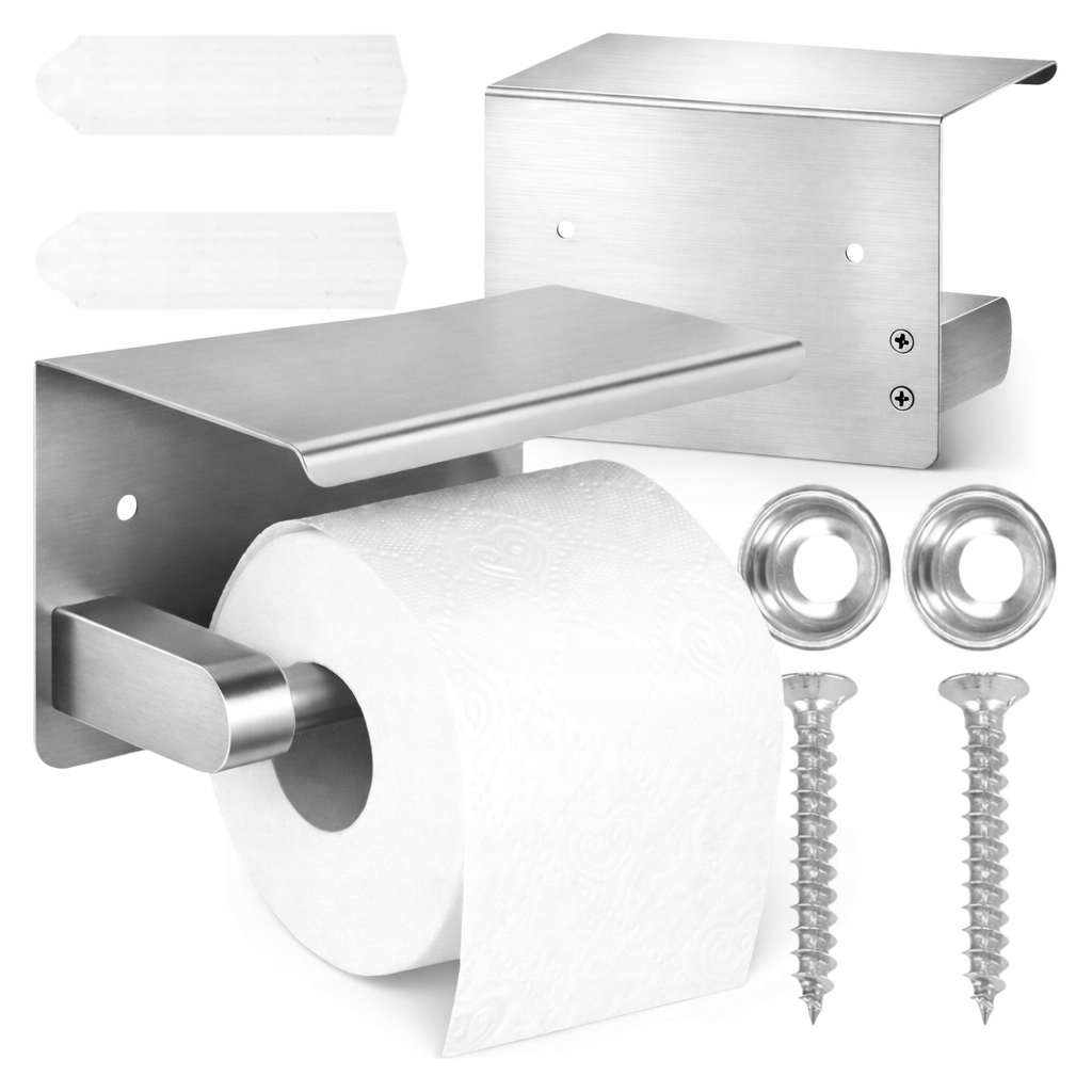 UCHWYT NA PAPIER TOALETOWY WIESZAK NA SCIANE ŚCIENNY SREBRNY