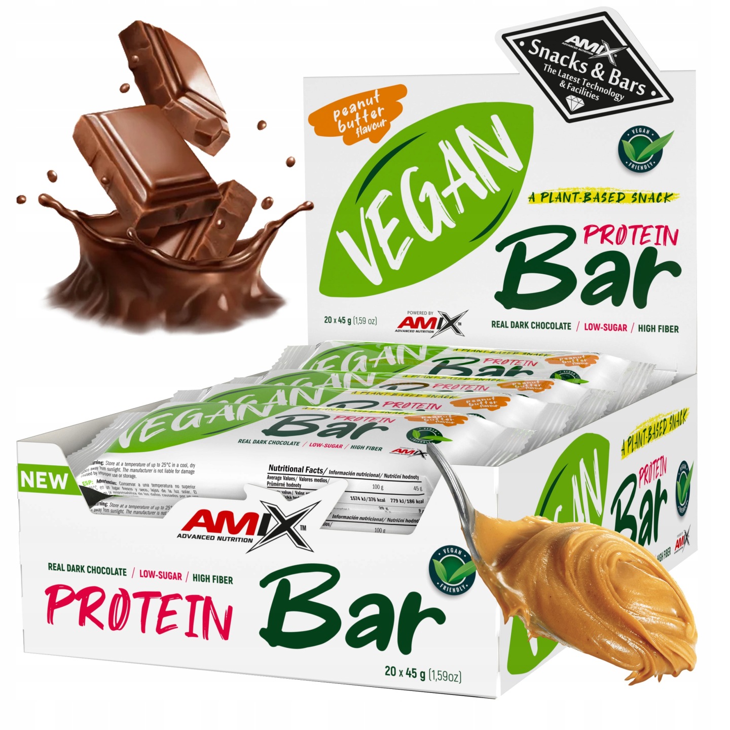 Proteinová tyčinka bez cukru Amix Vegan Protein Bar Rostlinný keto Ořechový