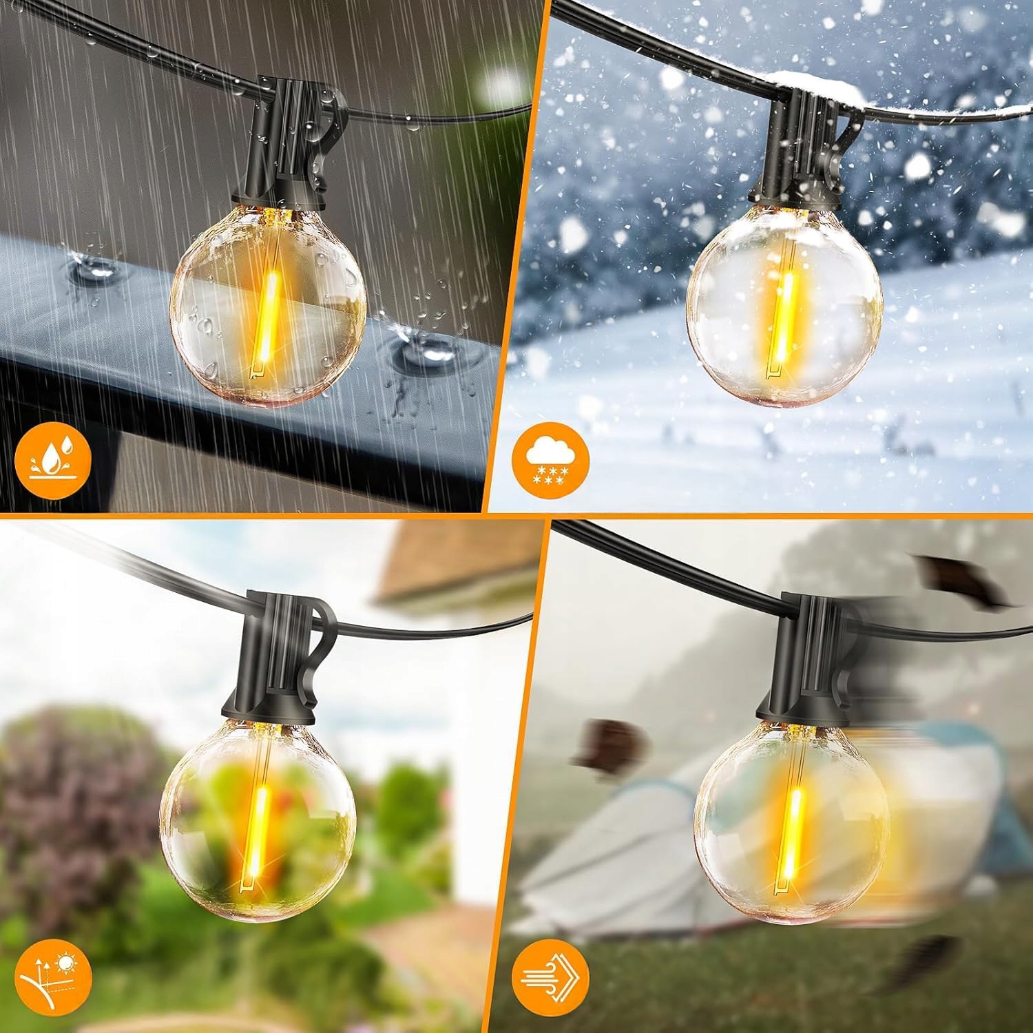 Girlanda Ogrodowa Świetlna 15M 25X Żarówka LED E12 Pilot Ściemniana Łańcuch