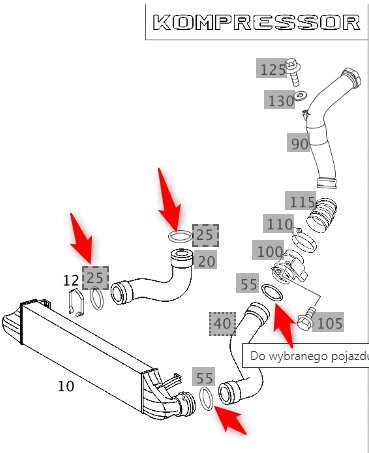 

Pierścień Uszczelniający Intercooler Mercedes W203