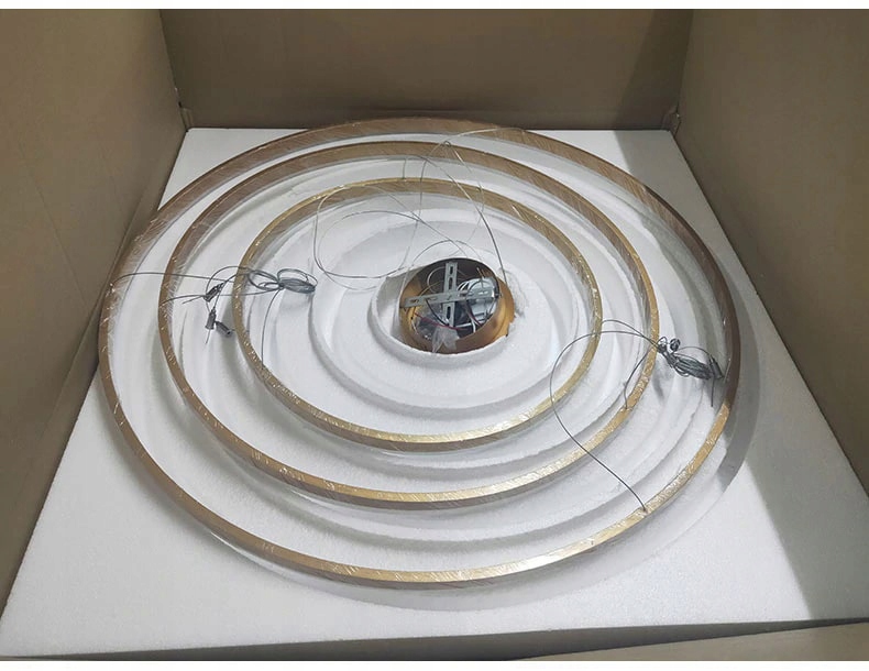 Żyrandol Nowoczesny Złoty 3 Ring 20/40/60cm+ Pilot Liczba punktów światła 3