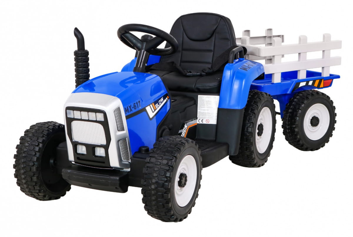 Traktor na akumulator dla dzieci z przyczepą Blow niebieski 12V/7Ah MP3 Led