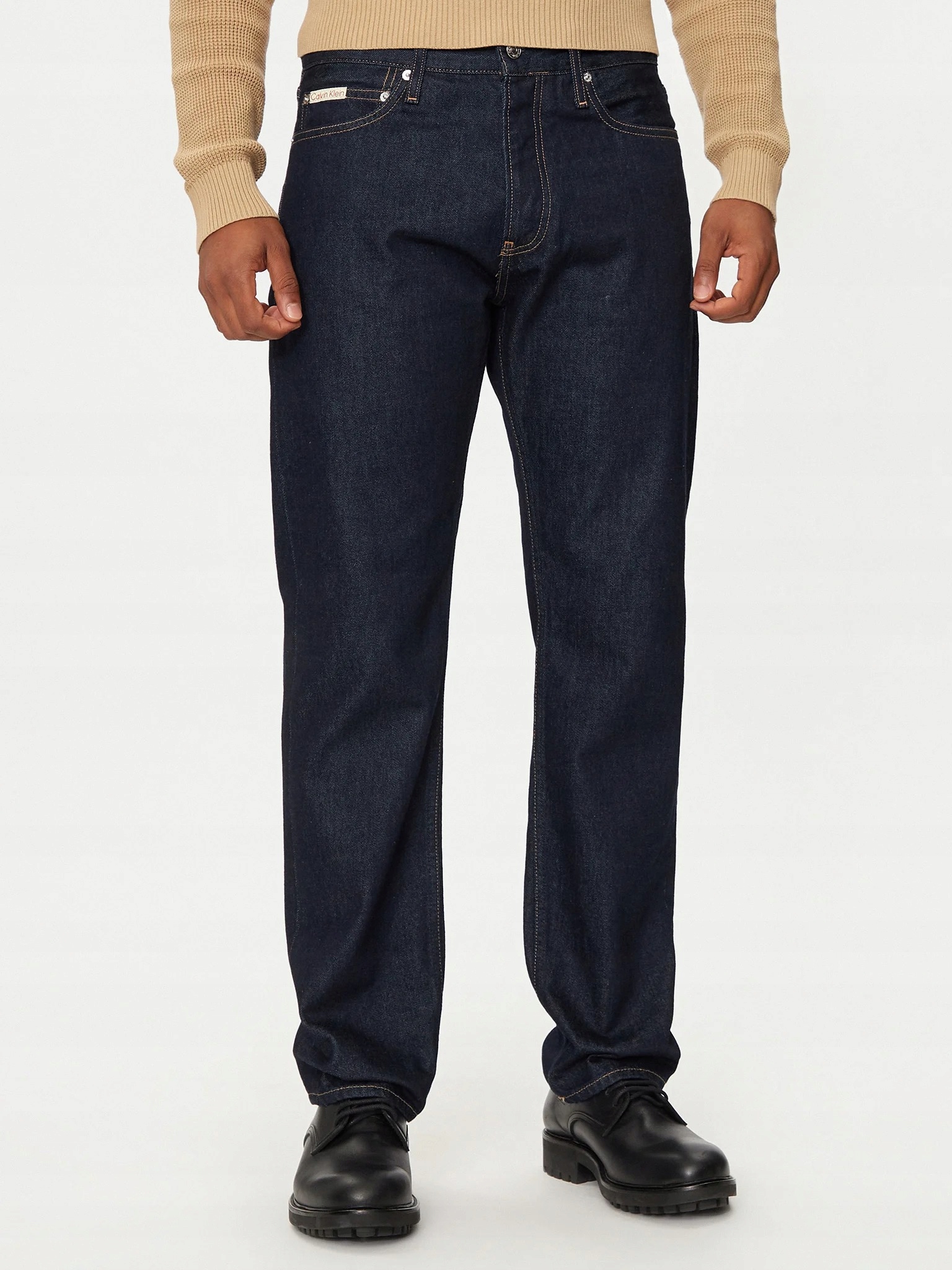 Calvin Klein Jeans Tmavé Džíny S Akcenty Značky 33/32 Xta