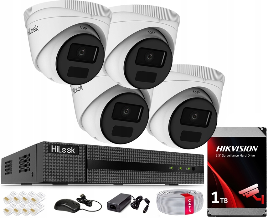 Zestaw do Monitoringu Ip 4MPx 4 Kamery IPC-T241H-C Zewnętrzny Hdd Hikvision