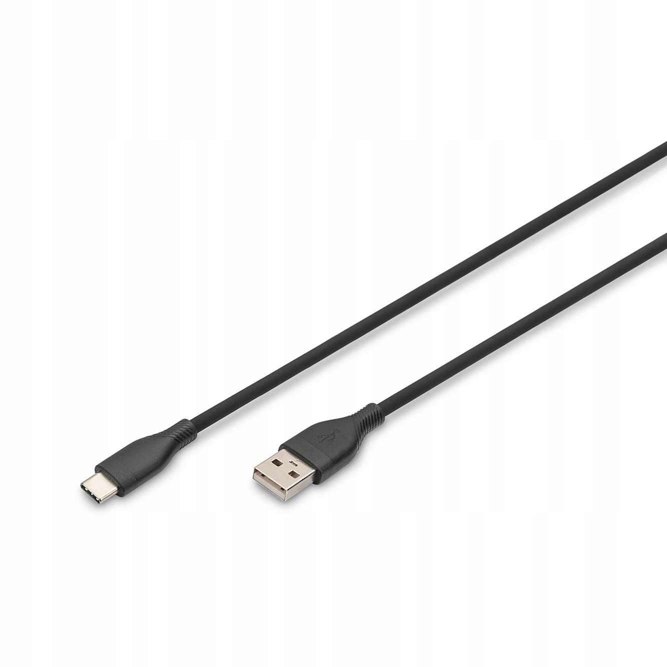 Digitus Kabel zasilający silikonowy Usb-a Usb-c, Usb 2.0 60W, 0,5m Czarny