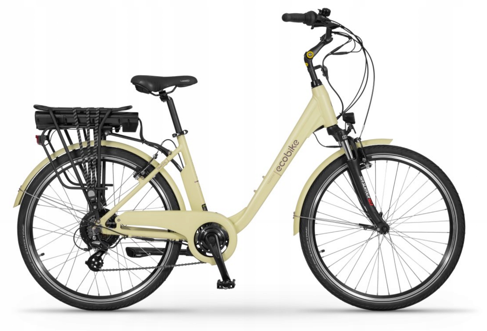 Rower elektryczny damski Ecobike Traffic Beige rama 17" koło 26" 250 W 2024