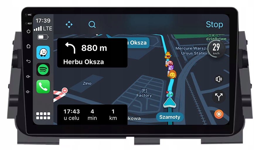 Nissan Micra 2017+ Rádio Navigace Android Carplay Mapy 8GB/128GB Dsp