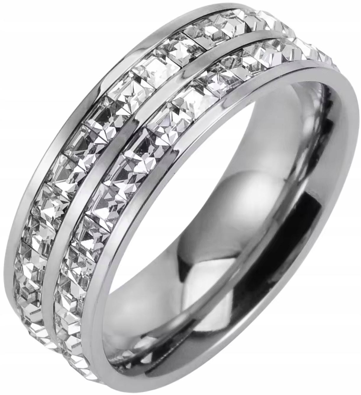 Stříbrný dvojitý Prstýnek se čtvercovými kubickými zirkony, chirurgická Ocel