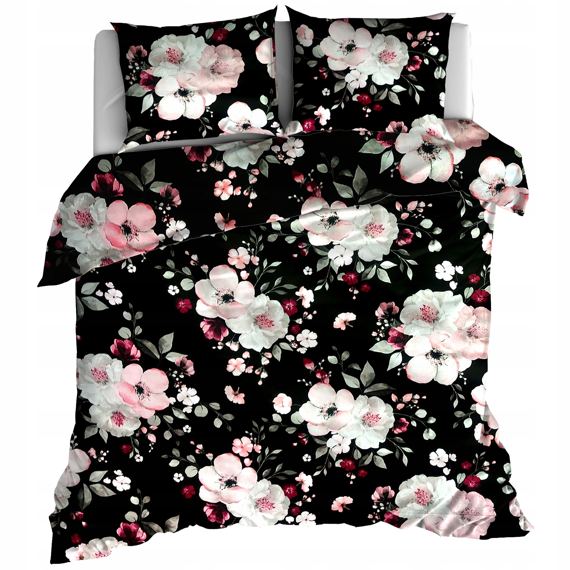 

Pościel Bawełna 160x200 Kwiat Jabłoni Czarna