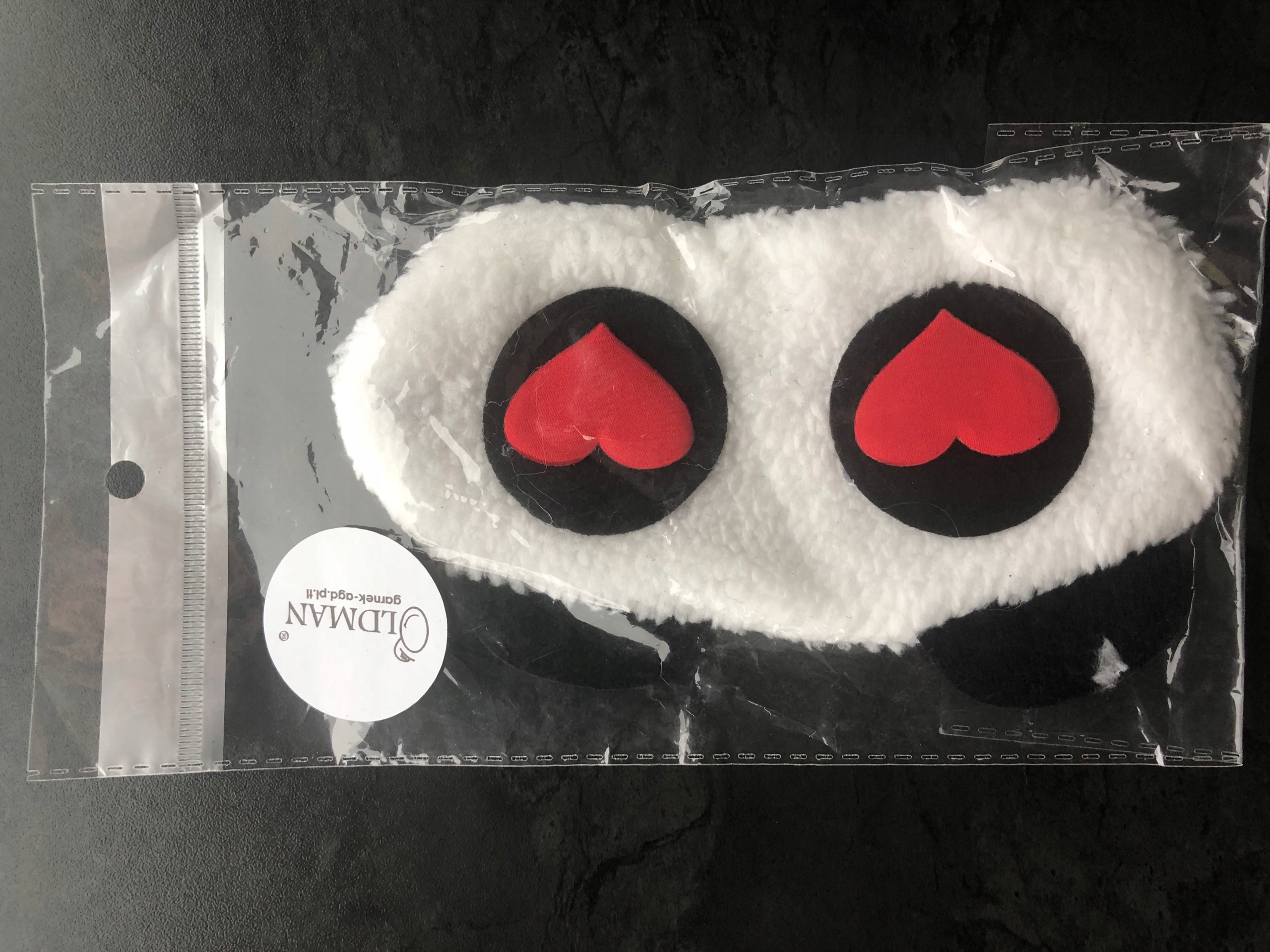 OPASKA NA OCZY MASKA DO SPANIA SNU RELAKSU PANDA PLUSZOWA OLDMAN NA GUMCE Materiał dominujący poliester