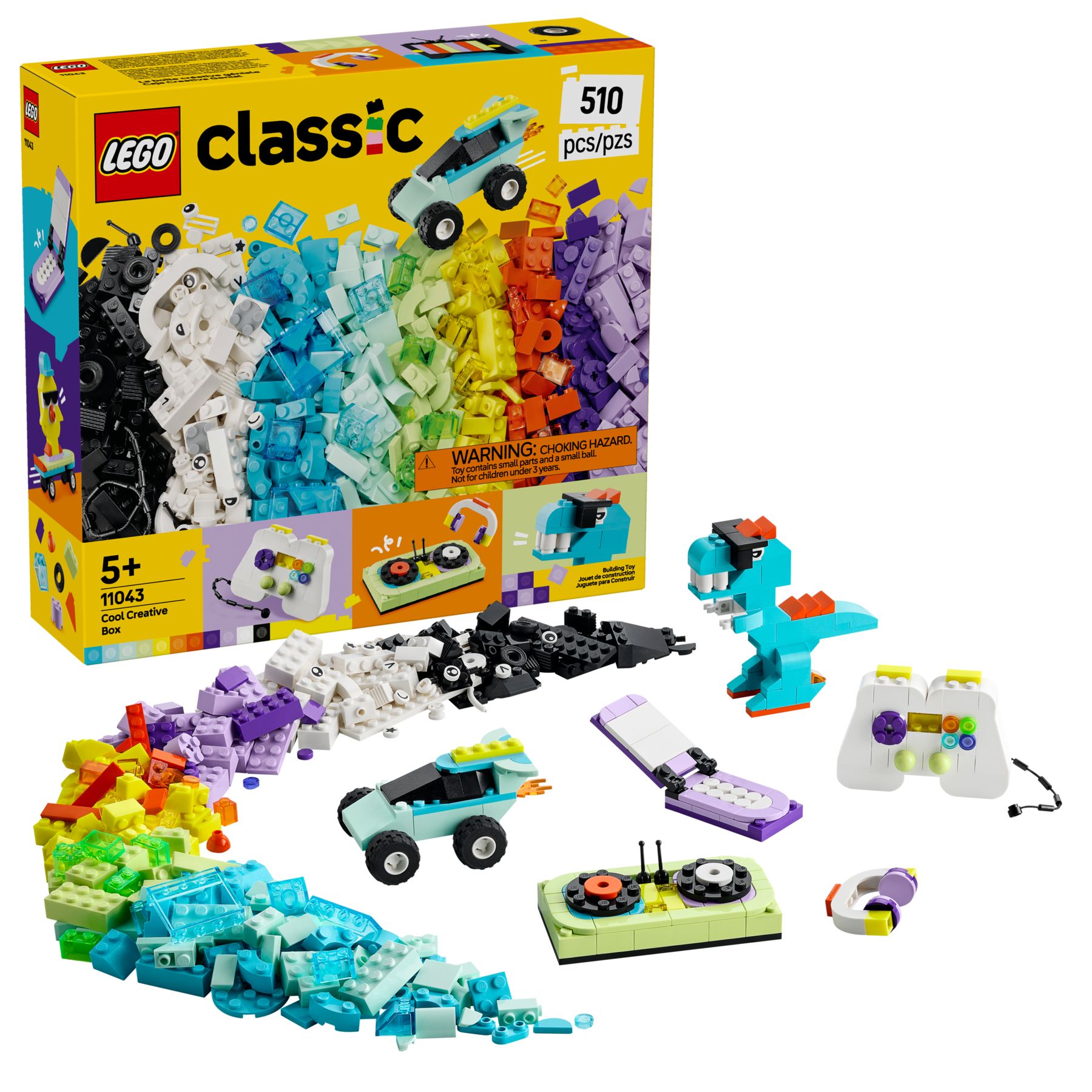Lego Classic 11043 Skvělá kreativní sada, spousta barevných kostek, 510 dílků.