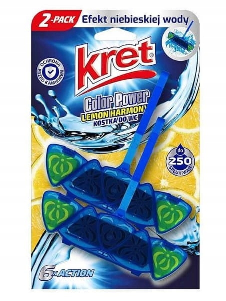 

Kret Kostka do Wc Barwiąca wodę 2x40g Lemon