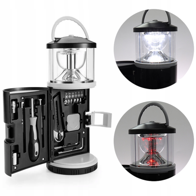 LAMPA LATARNIA KEMPINGOWA + 15 NARZĘDZI W ŚRODKU