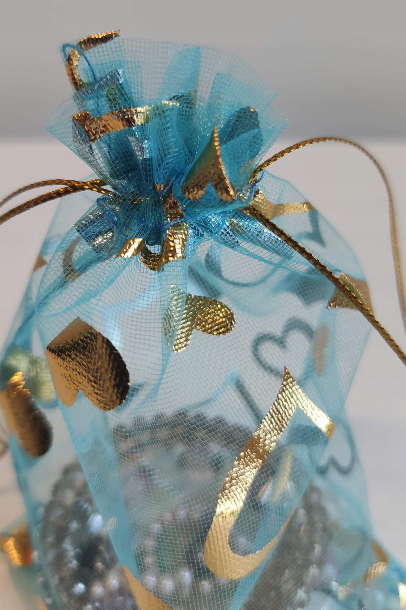 WORECZKI BŁĘKITNE ŚCIĄGANE Z ORGANZY 9x12 100szt Kolor dominujący odcienie niebieskiego