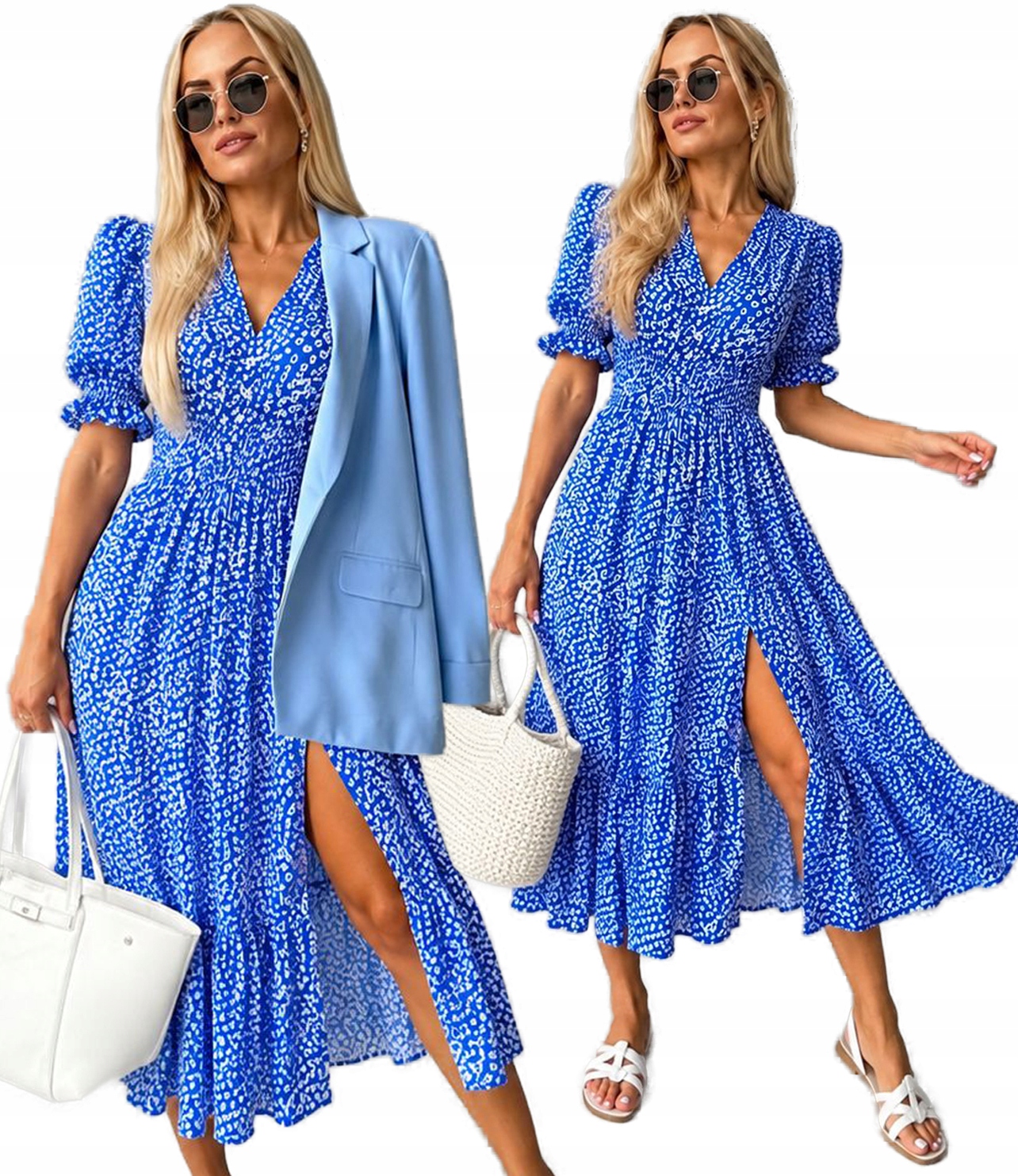 Letní Šaty s výstřihem do V, květy 44 46 Balbina Plus Size