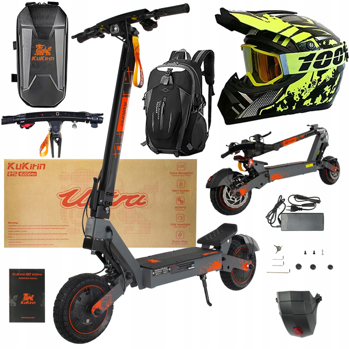 Kukirin G2 Ultra elektrické vozidlo 2000W 55km/h 55KM 48V18Ah 10" dárky