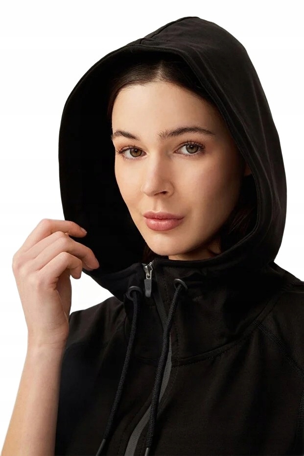 Los Ojos Černá Dámská Bunda S Kapucí Dlouhý Rukáv Zip XL 5FA