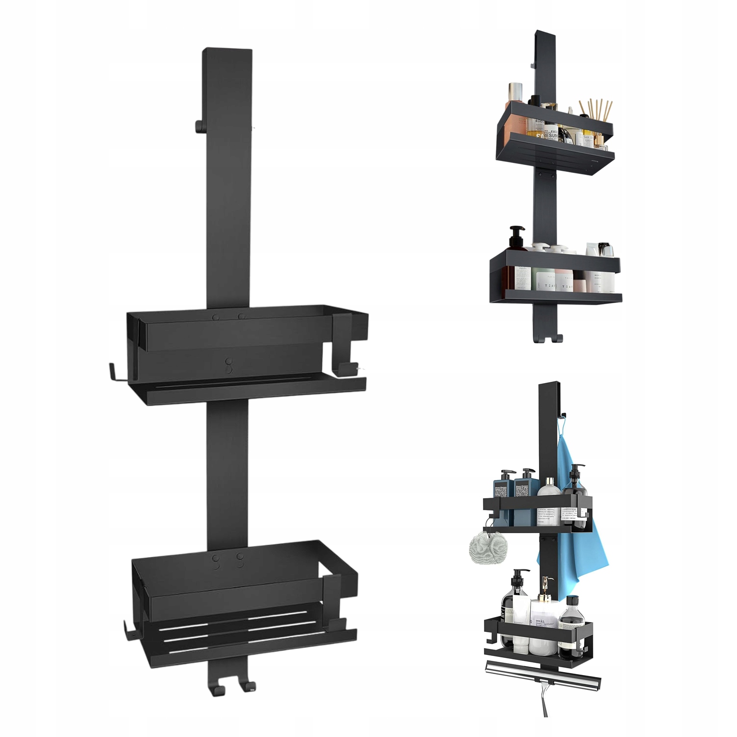 Kovová Koupelnová Polička Pod Sprchu, Černá, Loftová, Moderní Barva