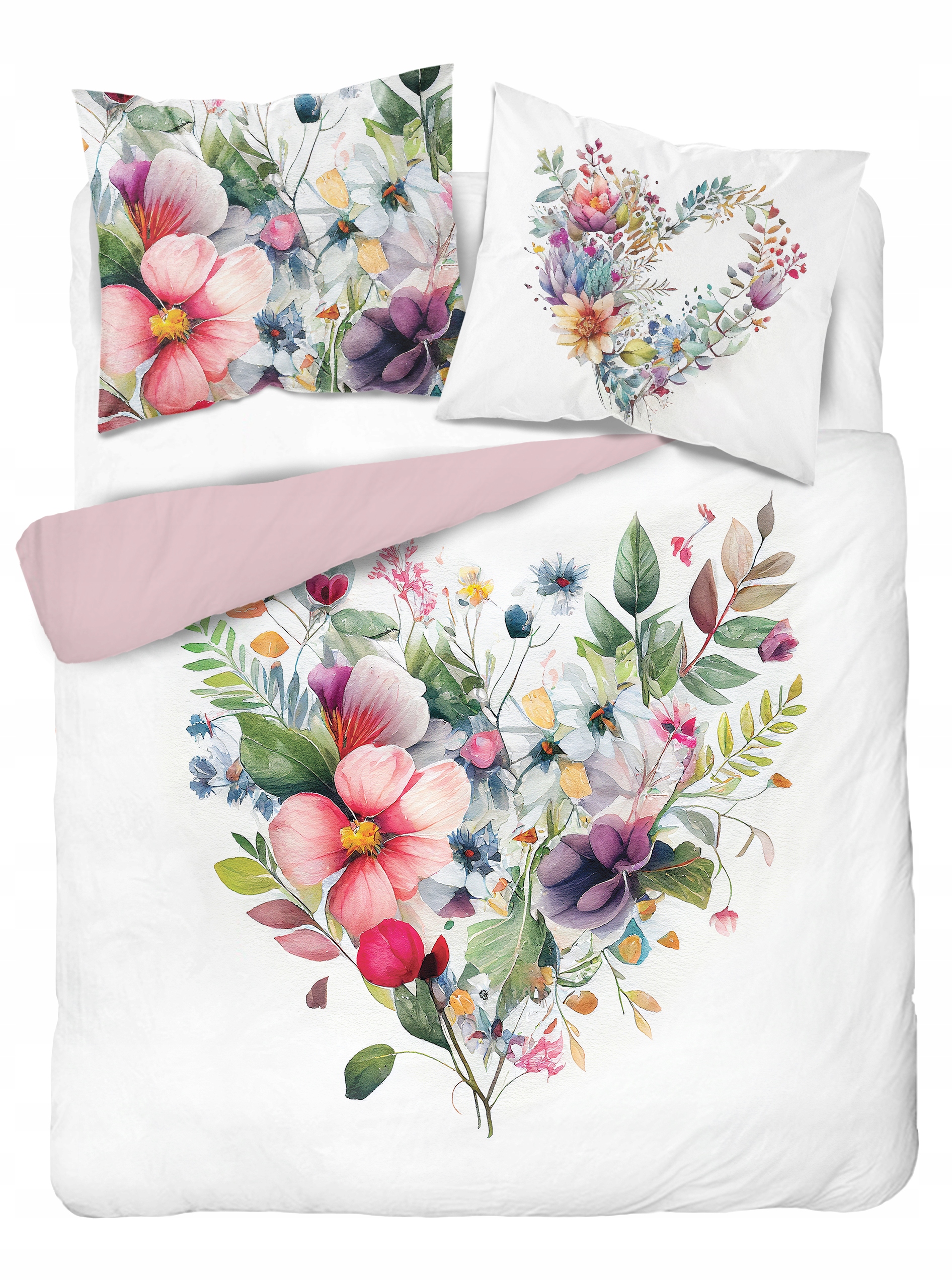 Pościel bawełniana kwiaty wiosna serce 220x200 ślubny delikatna